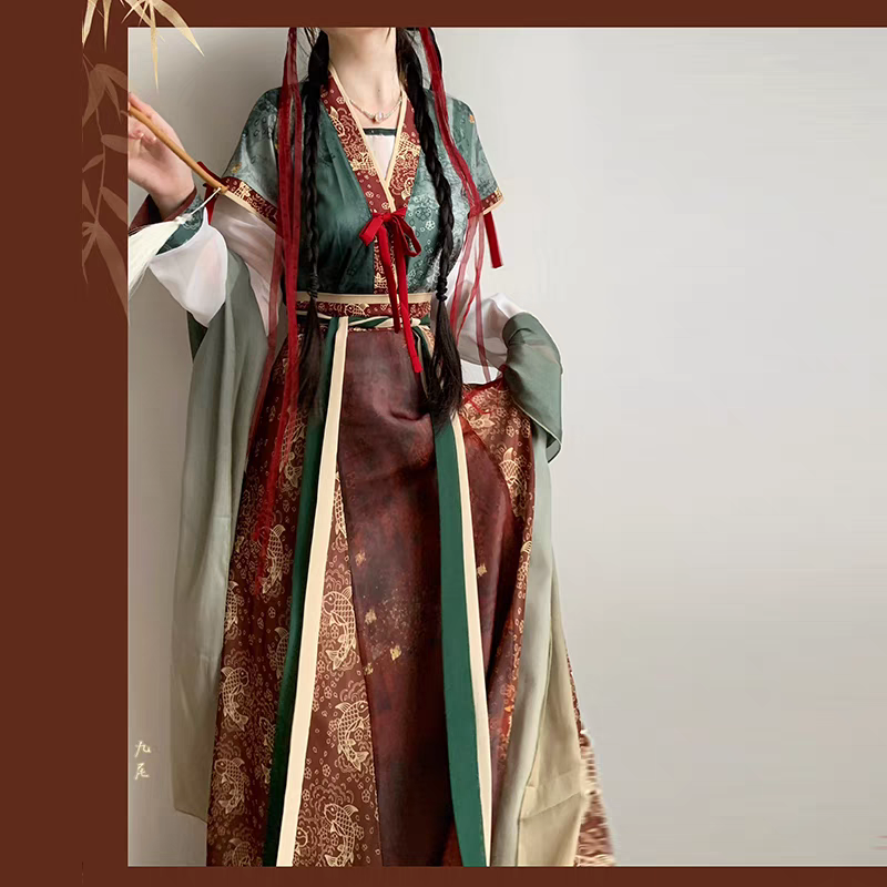 墨染霜华女褙子中国风齐腰八破裙日常显瘦款