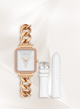 Jonas Verus唯路时JV手链方形小绿手表女ins风新款小众时尚链条表