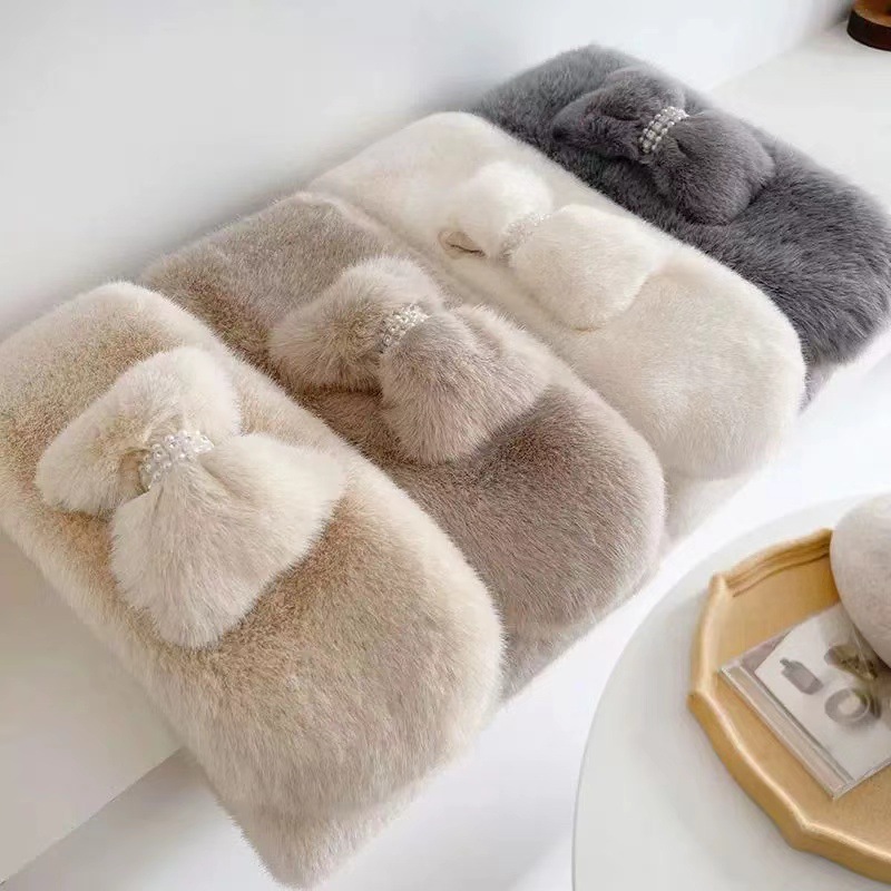 高级感 韩国东大门冬天仿獭兔毛学生交叉围巾毛绒围脖加厚保暖女