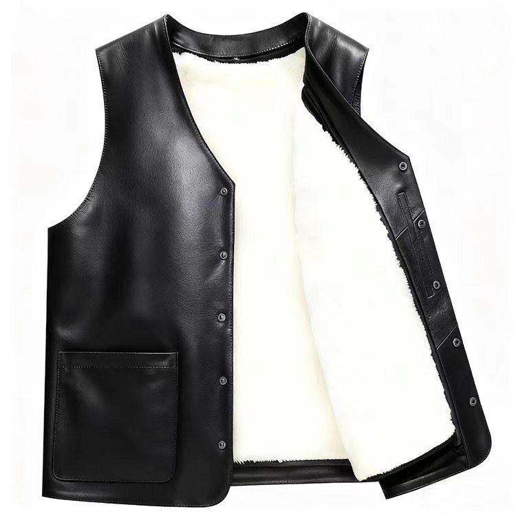 进口真皮马甲男头层牛皮中老年羊毛坎肩冬皮毛一体爸爸装背心马夹,男装,常规马甲,淘宝优惠券,粉丝福利购,淘宝优惠卷