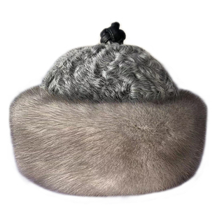 正宗美国进口水貂皮帽子男中老年时尚棉帽卡拉库羊羔毛地主王爷帽