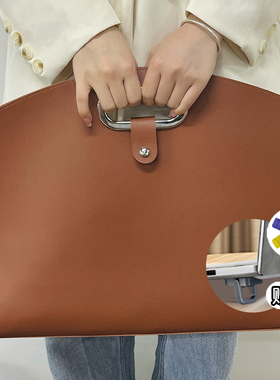 适用于新款笔记本内胆包14寸女士小众高颜值适用苹果macbookair/pro13英寸联想华为1516电脑包pu托特包