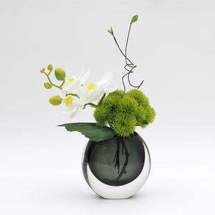 现代轻奢仿真花艺绿植玻璃插花器客厅餐桌售楼处洽谈桌面软装摆件
