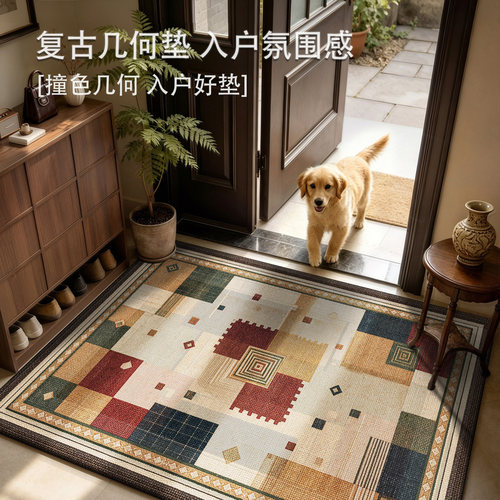 多巴胺入户门地垫复古风免洗地毯