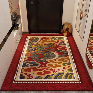 新中式 龙年喜庆红色地垫入户门垫新年家用防滑踩脚垫门厅地毯耐脏
