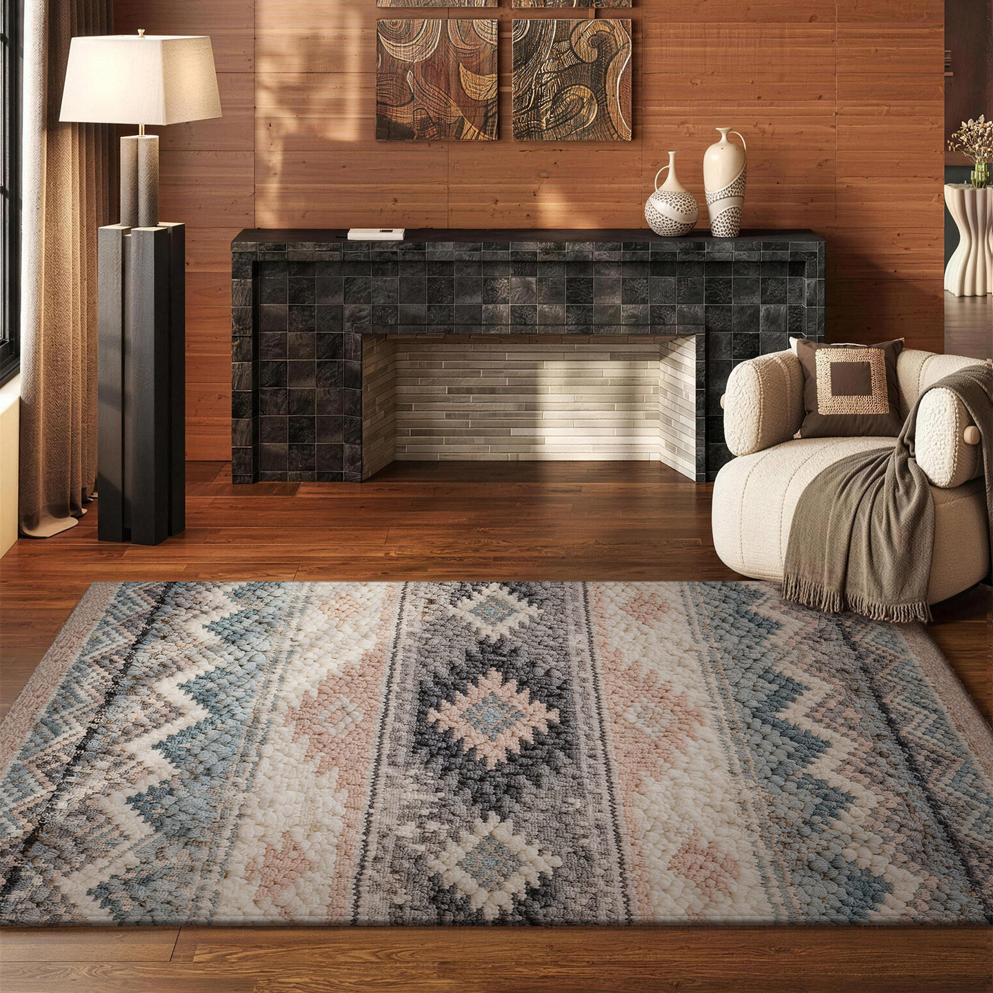 2026年新款客厅地毯免洗可擦波西米亚风沙发地垫高级感卧室床边毯