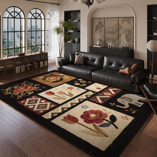 客厅地毯免洗可擦中古风沙发茶几毯美式复古高级卧室地垫防水防污