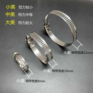 美式水管煤气管快装抱箍紧固强力管卡不锈钢喉箍半钢管夹可调圈扣