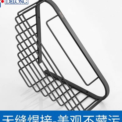 厂帝朗黑色置物架全铜浴室角篮卫生间双层三角篮厕所转角卫浴置物