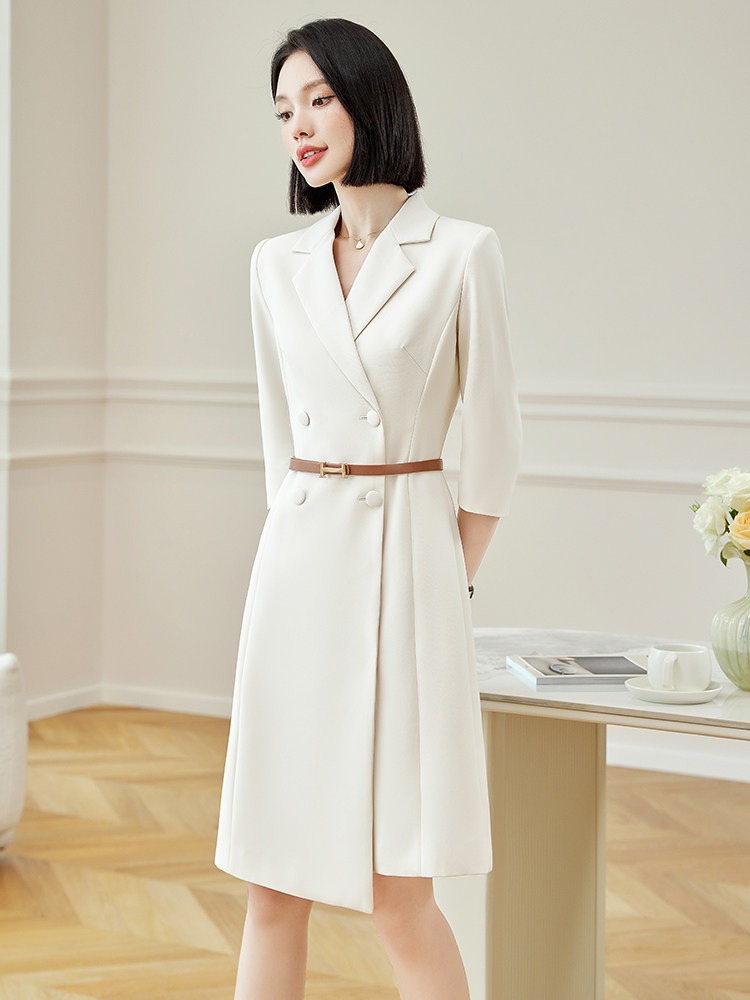 春秋职业连衣裙女高级感西装裙主持人气质正装医美前台工作服夏季