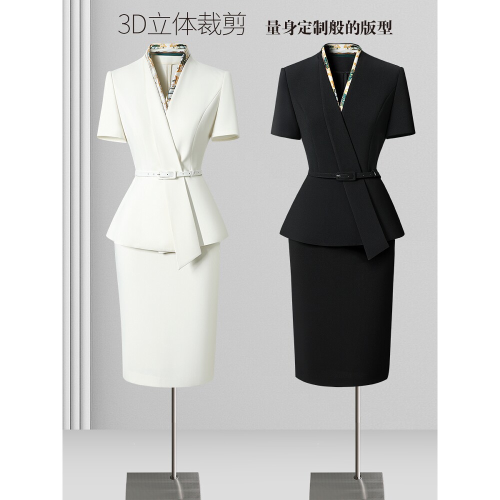 职业套装女夏西装短袖薄款气质时尚高端前台工装医美美容师工作服