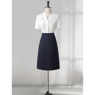 白色衬衫女职业气质收腰修身上班正装上衣短袖衬衣工作服套装夏季