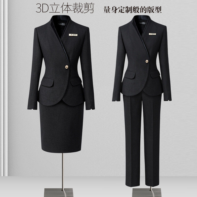 职业套装女春秋2026新款黑色西装高级感酒店经理工装珠宝店工作服