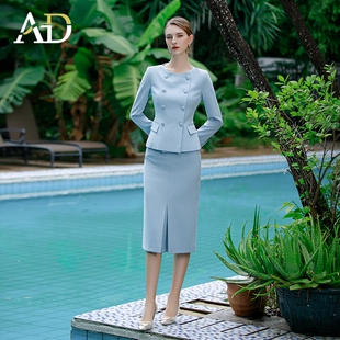 AD秋季小香风套装女名媛气质大码高端上衣半身裙韩版两件套职业装