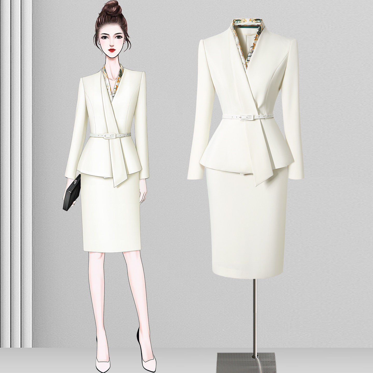 职业西装套装女2026新款主持人正装名媛气质时尚修身美容院工作服