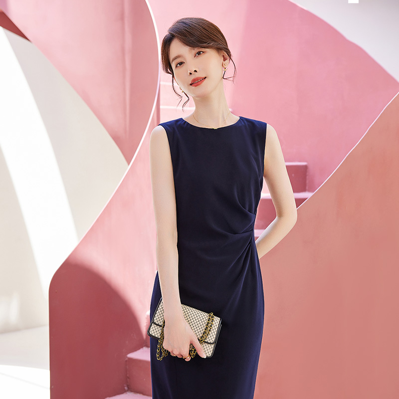 诗璐雅高级感职业无袖连衣裙2024年春秋新款西装内搭裙子女士正装