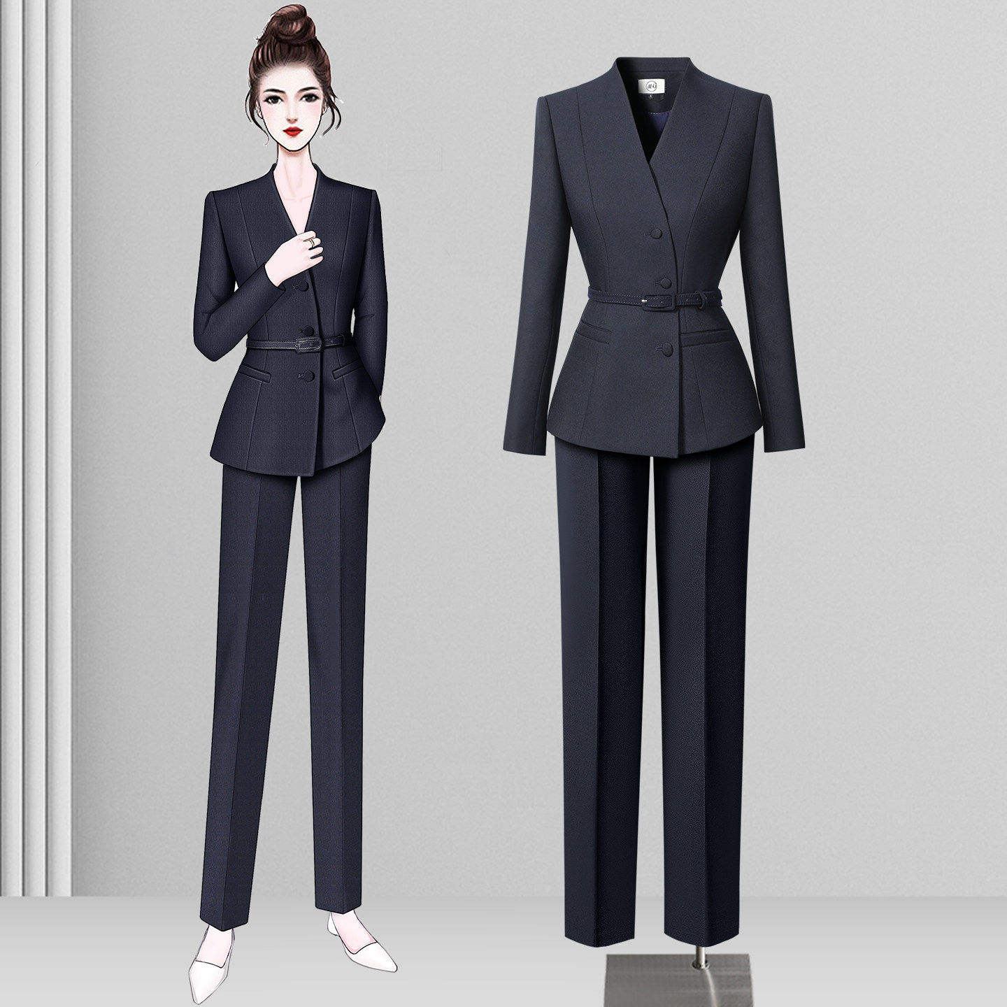 高级感西装套装女职业正装气质干练修身时尚OL通勤酒店经理工作服