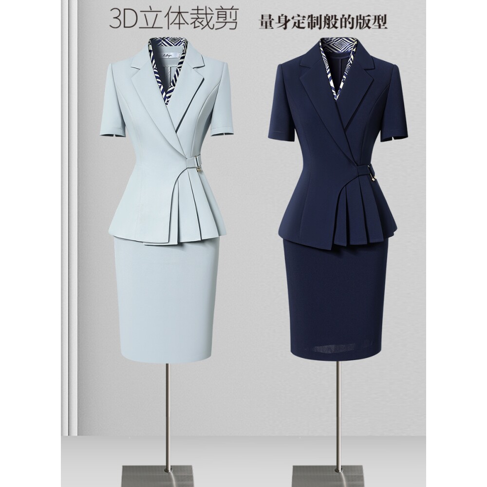 职业西装套装女夏薄款气质收腰案场客服接待前台工装珠宝店工作服