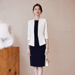 气质职业连衣裙主持人美容院经理职业装西装外套长袖两件套