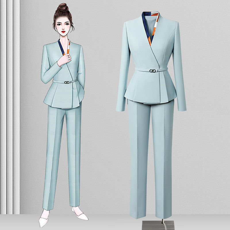 春秋职业西装套装女2026新款高级感行政前台工装美业美容院工作服