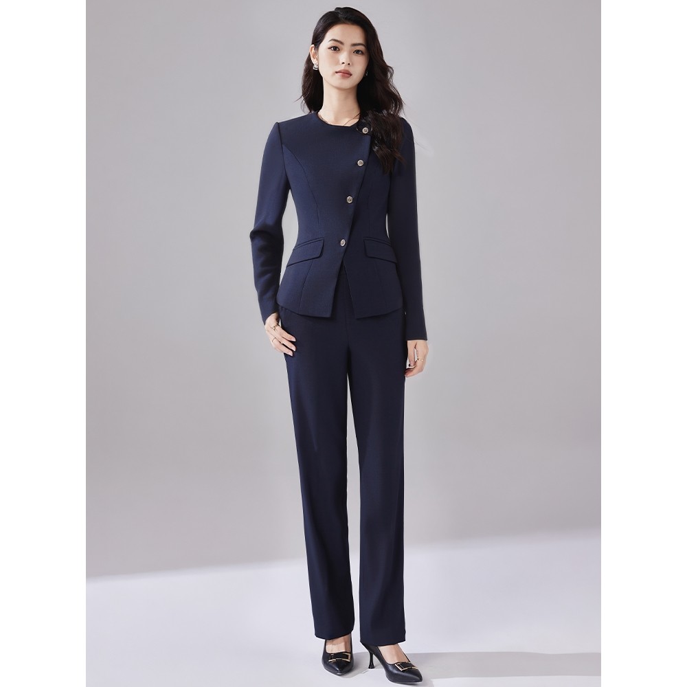 诗璐雅长袖西装套装女修身气质职业装高级设计感酒店前台接待工装