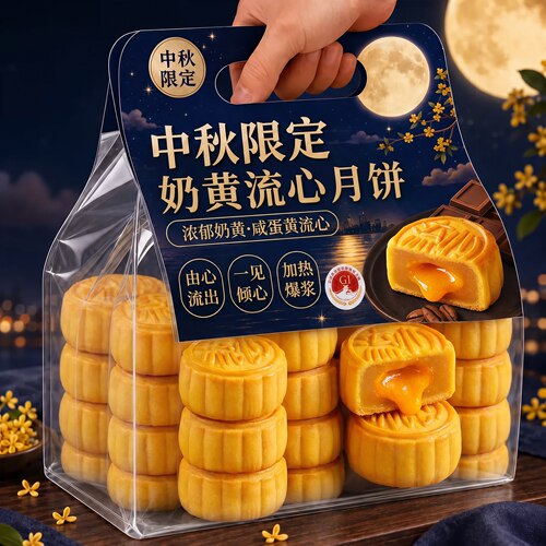 农科院奶黄流心月饼巧克力蛋黄香港官方旗舰店港式新款中秋糕点