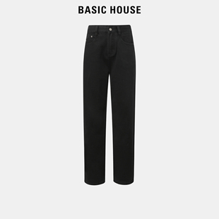 House 复古直筒长裤 百家好黑色高腰牛仔裤 新款 子 女2025春装 Basic