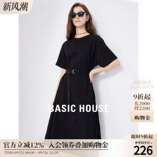 新款 Basic 连衣裙2025夏季 百家好针织短袖 收腰显瘦长裙子 House