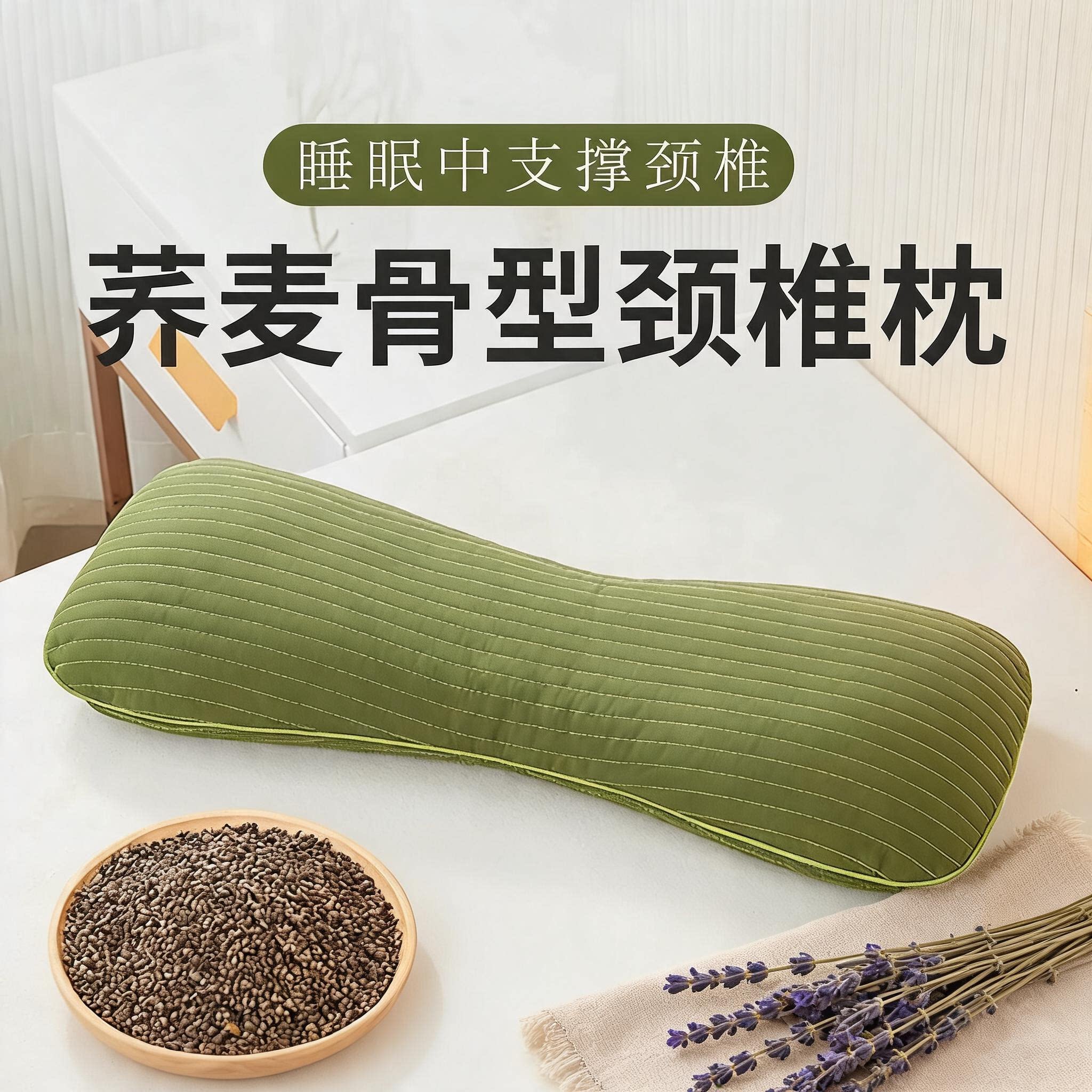 护颈椎荞麦枕头睡觉荞麦壳圆柱形糖果支撑脖子劲椎骨头枕腰硬枕头