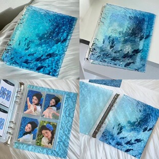 渐变水波纹卡册A5四宫格3寸小卡爱豆追星亚克力收纳册活页叶罗丽