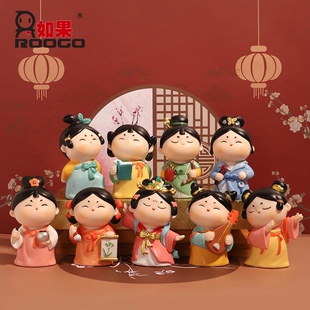 大唐宫廷古风唐八艺盲盒摆件创意国潮古典才女手办少女心桌面摆件