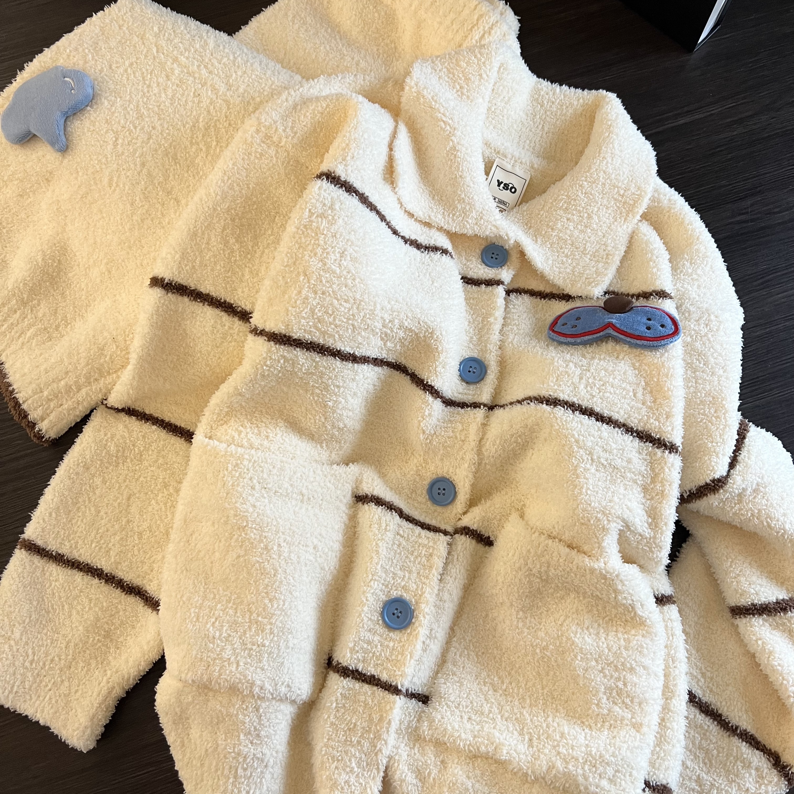 针织半边绒睡衣女款冬家居服套装