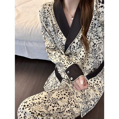 冰丝睡衣女春秋季亲肤家居服套装