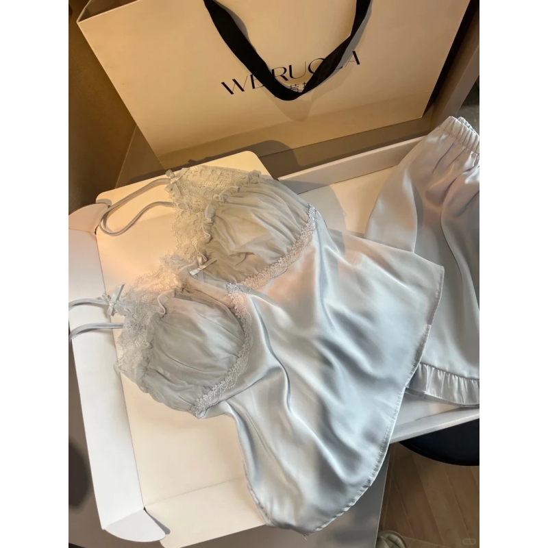 凉感冰丝吊带睡衣女夏家居服套装