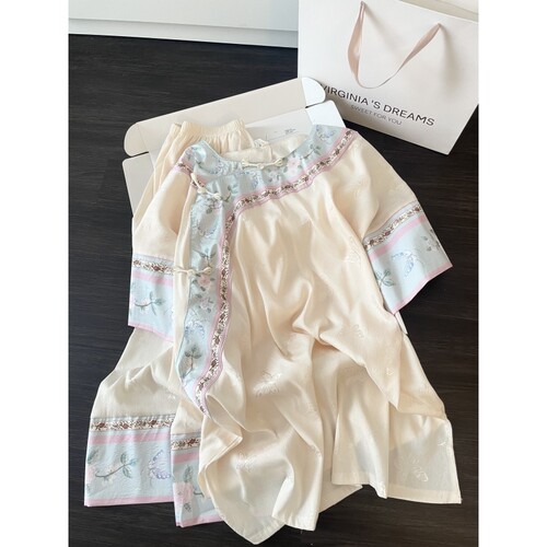 冰丝睡衣女款夏季宽松家居服套装