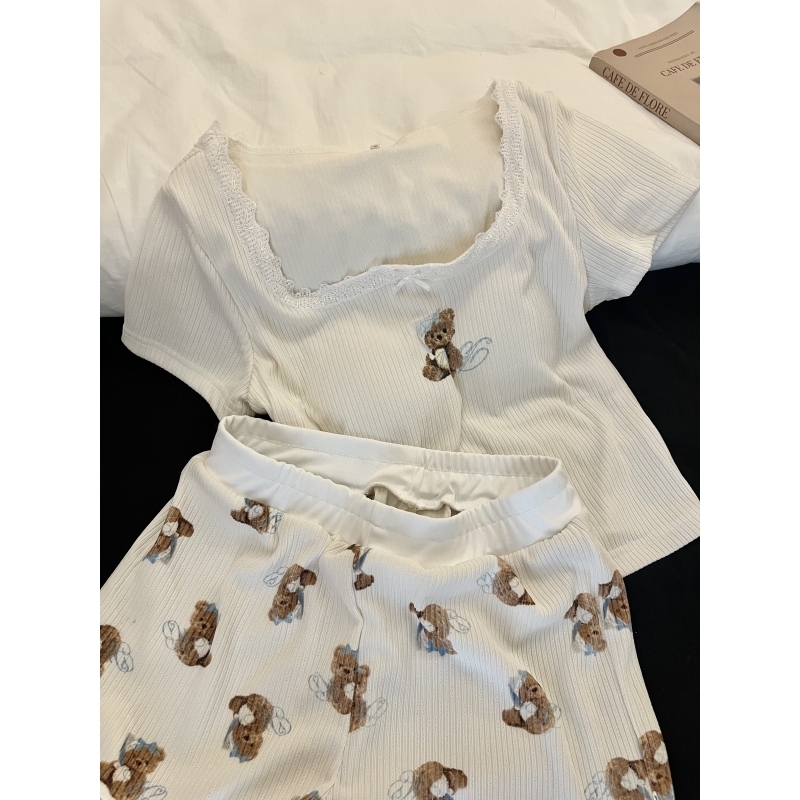 短袖睡衣女款夏季短裤家居服套装