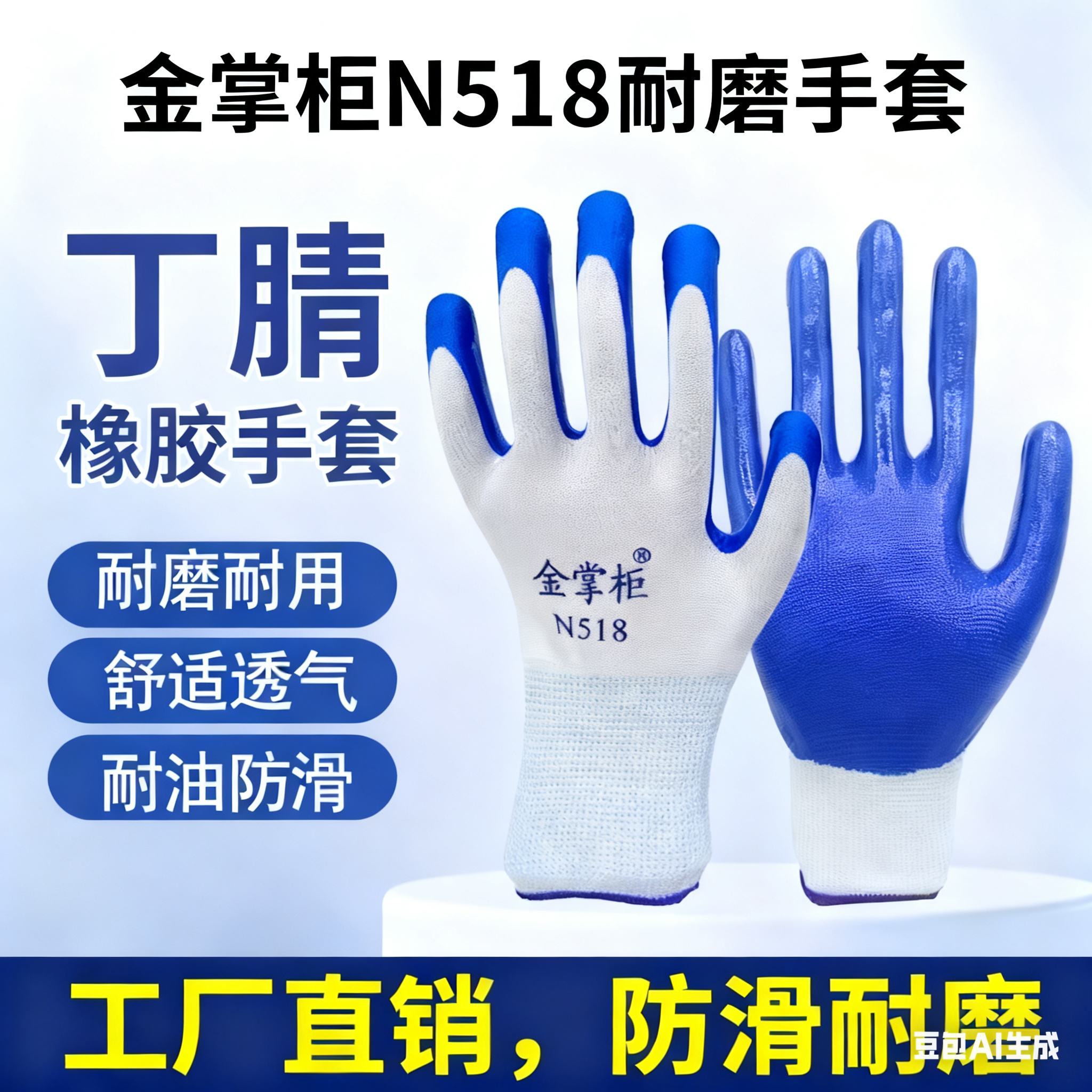 劳保手套耐磨不烂工地工作防滑加厚尼龙丁腈橡胶浸胶汽修防油手套