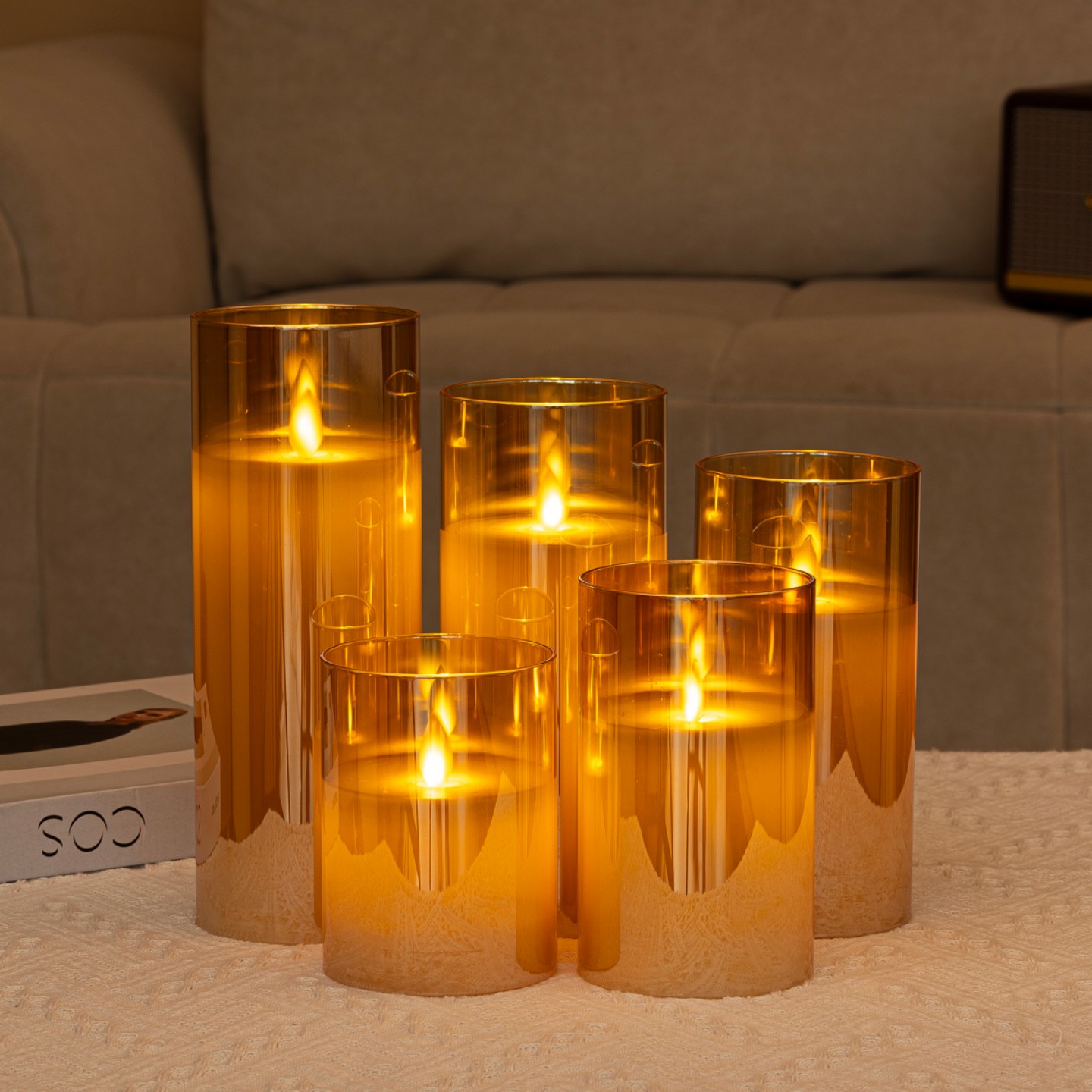 ins风玻璃电子蜡烛可遥控无火烟