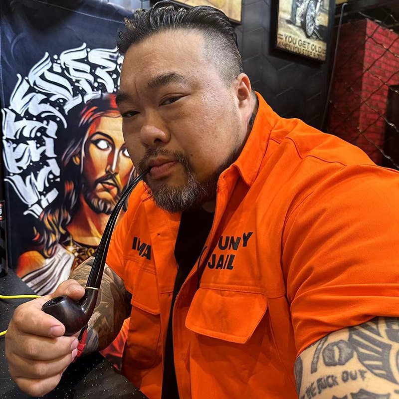 核爆炸旗舰店二代橘美式囚服纯棉衬衫休闲宽松大码工装服短袖衬衣