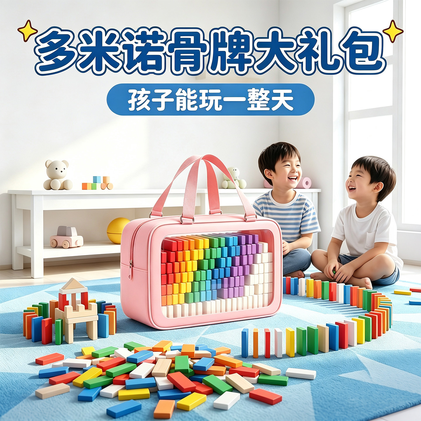机关多米诺骨牌成人比赛专用木质彩色高级积木儿童小学生益智玩具