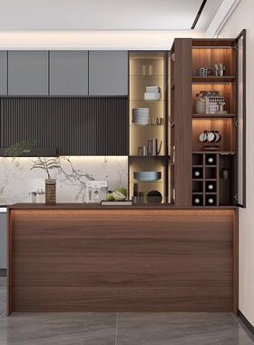 现代简约双面吧台桌酒柜一体客厅隔断收纳柜家用岛台餐边柜7G330