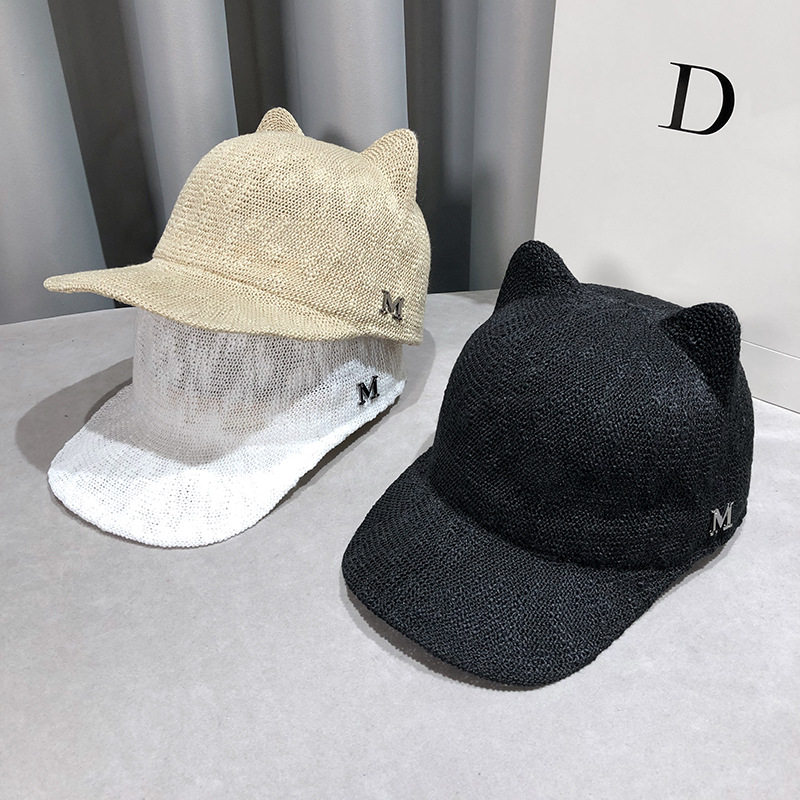 超级可爱的猫耳鸭帽在夏天的女人,剪薄太阳帽,时尚和多才多艺的
