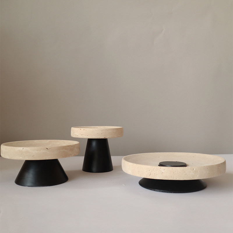 新中式创意天然洞石果盘摆件中古高级感高脚托盘茶几桌面佛手柑,家居饰品,果盘/果篓,淘宝优惠券,粉丝福利购,淘宝优惠卷