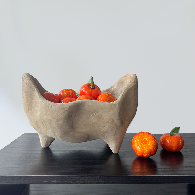 侘寂风木质装饰盆托盘装饰摆件