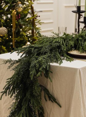 圣诞藤条pe诺福克松花环加密藤条酒店商场节日氛围布置松枝门挂