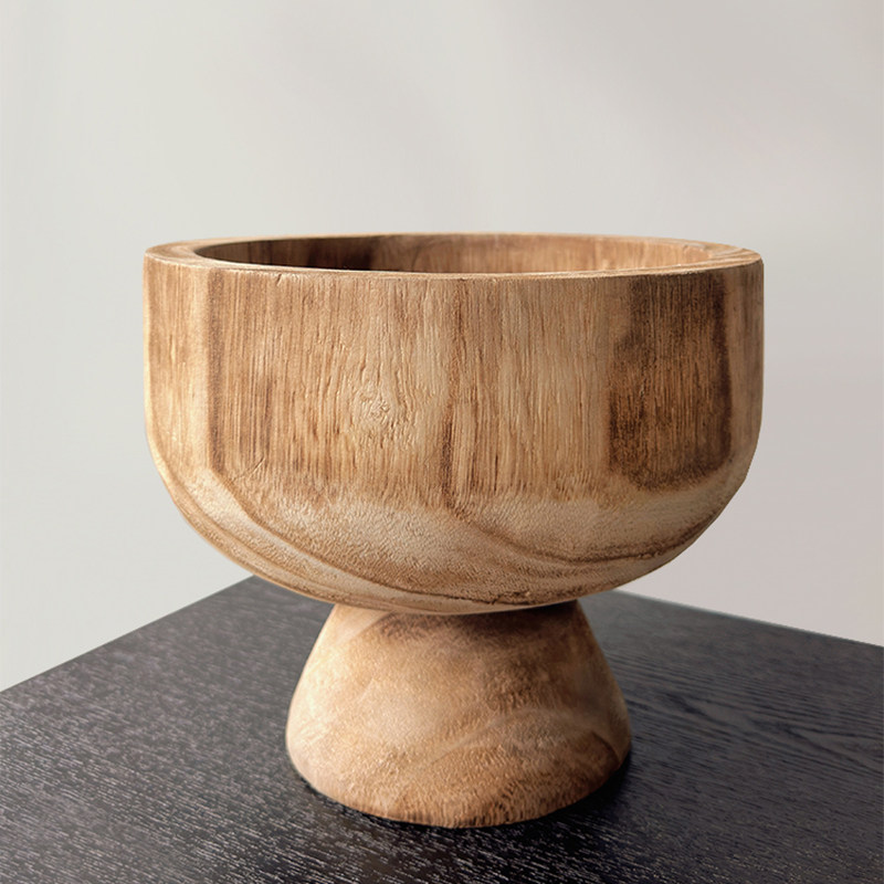 侘寂风高脚实木花盆高级感木质果盘整木果盆零食收纳托盘装饰摆件,家居饰品,花盆,淘宝优惠券,粉丝福利购,淘宝优惠卷