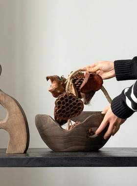 侘寂风佛手柑圆形托盘装饰摆件