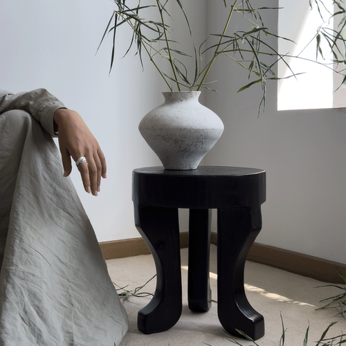 侘寂风实木小边几置物凳矮茶几