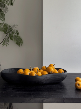 侘寂风复古桌面木质果盘民宿餐厅创意收纳盘不规则花生托盘水果盘