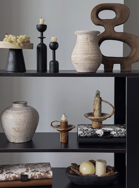 侘寂风软装高级感装饰摆件民宿酒店样板间博古架小型艺术陈列套餐
